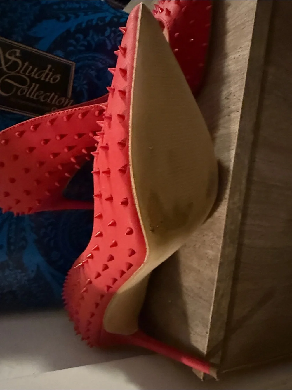 Steve Madden Vala Red Spiked Pointed-Toe Flats